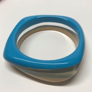Chunky Asymmetrical Funky Shaped 3 tone Bangle Bracelet Color block Resin